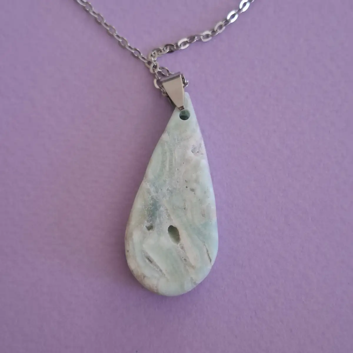 Pendentif en Aragonite Bleue naturelle