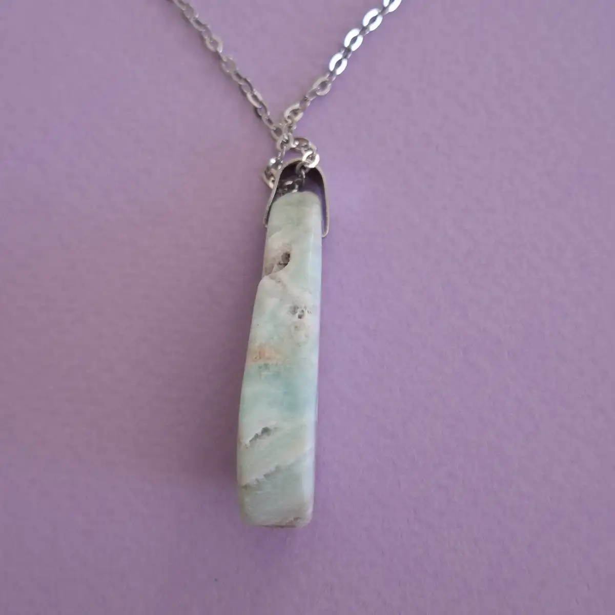 Pendentif en Aragonite Bleue naturelle
