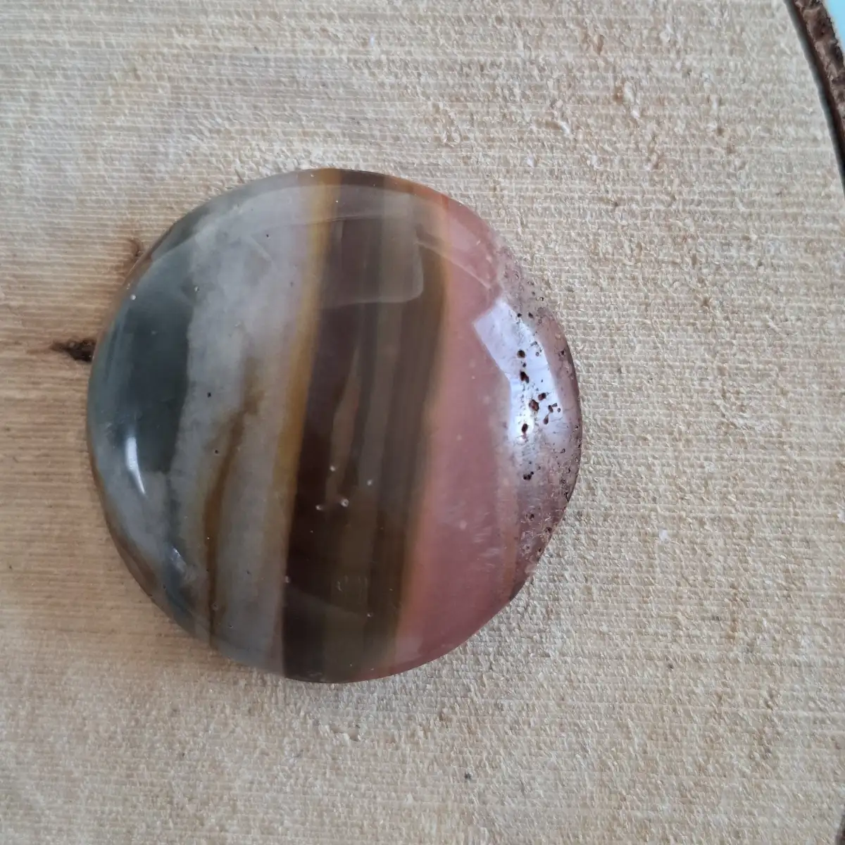 Jaspe polychrome – Cabochon rond artisanal 30 mm