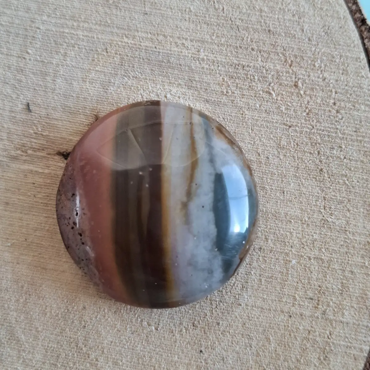 Jaspe polychrome – Cabochon rond artisanal 30 mm