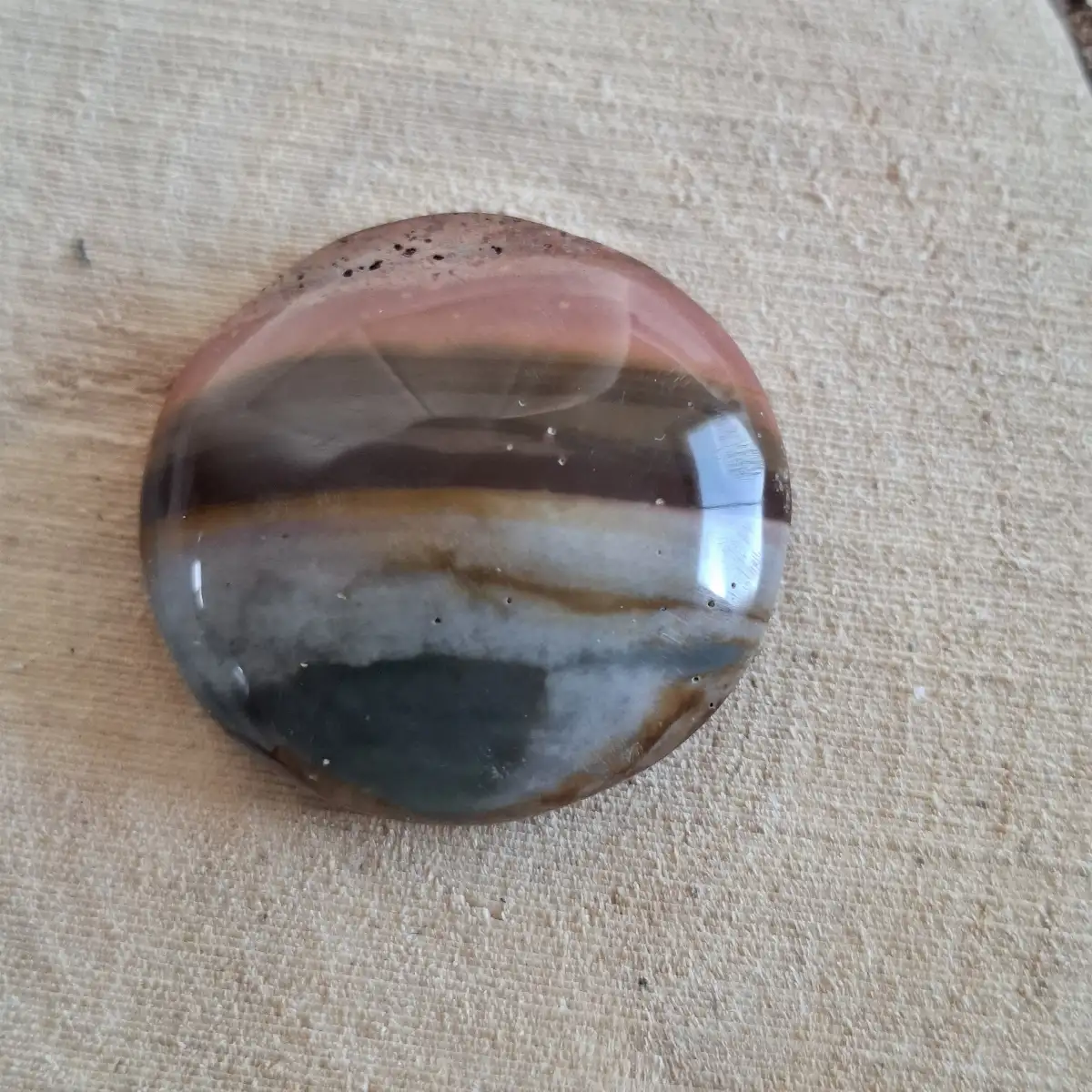 Jaspe polychrome – Cabochon rond artisanal 30 mm