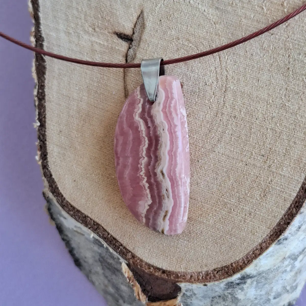 Pendentif Rhodochrosite naturelle – 25 × 17 mm