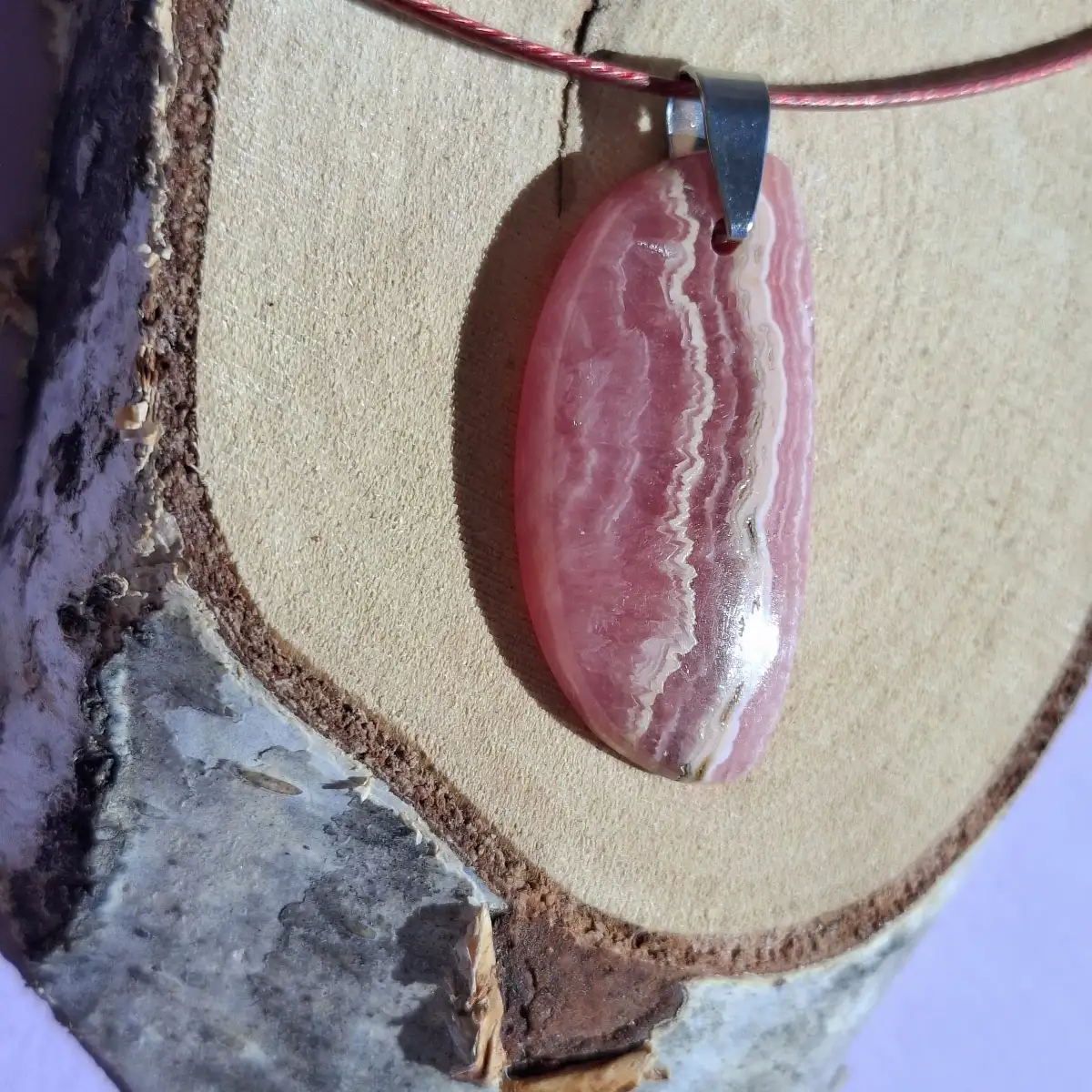 Pendentif Rhodochrosite naturelle – 25 × 17 mm