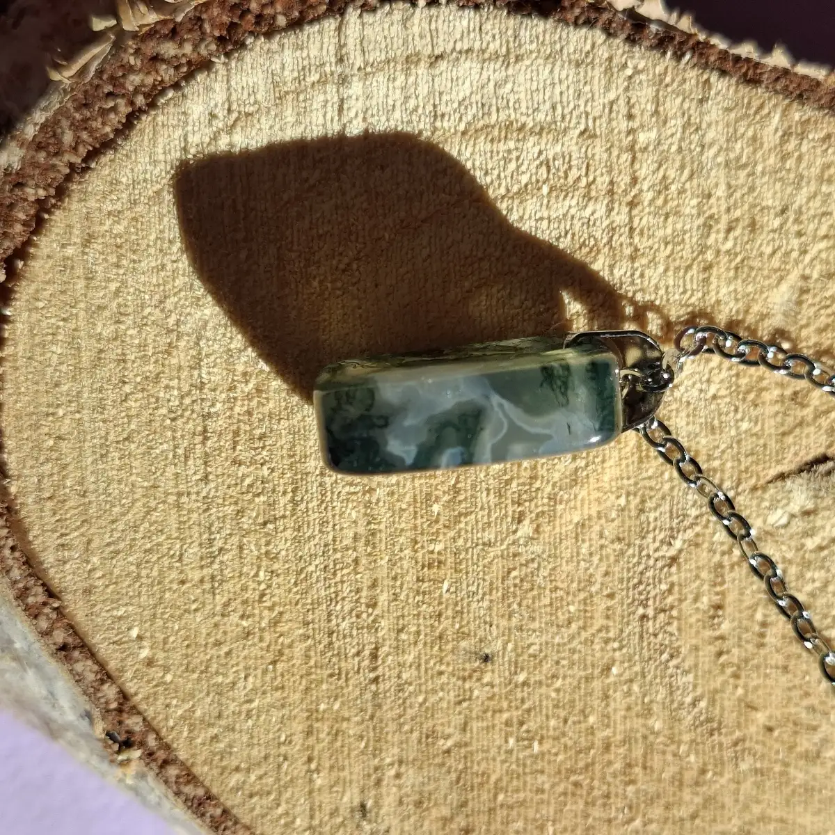 Pendentif en Agate Mousse Naturelle