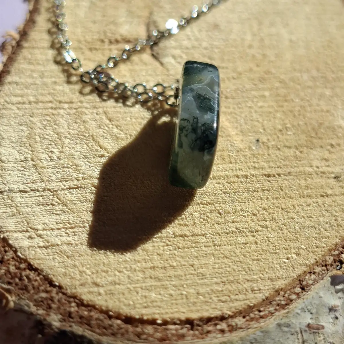 Pendentif en Agate Mousse Naturelle