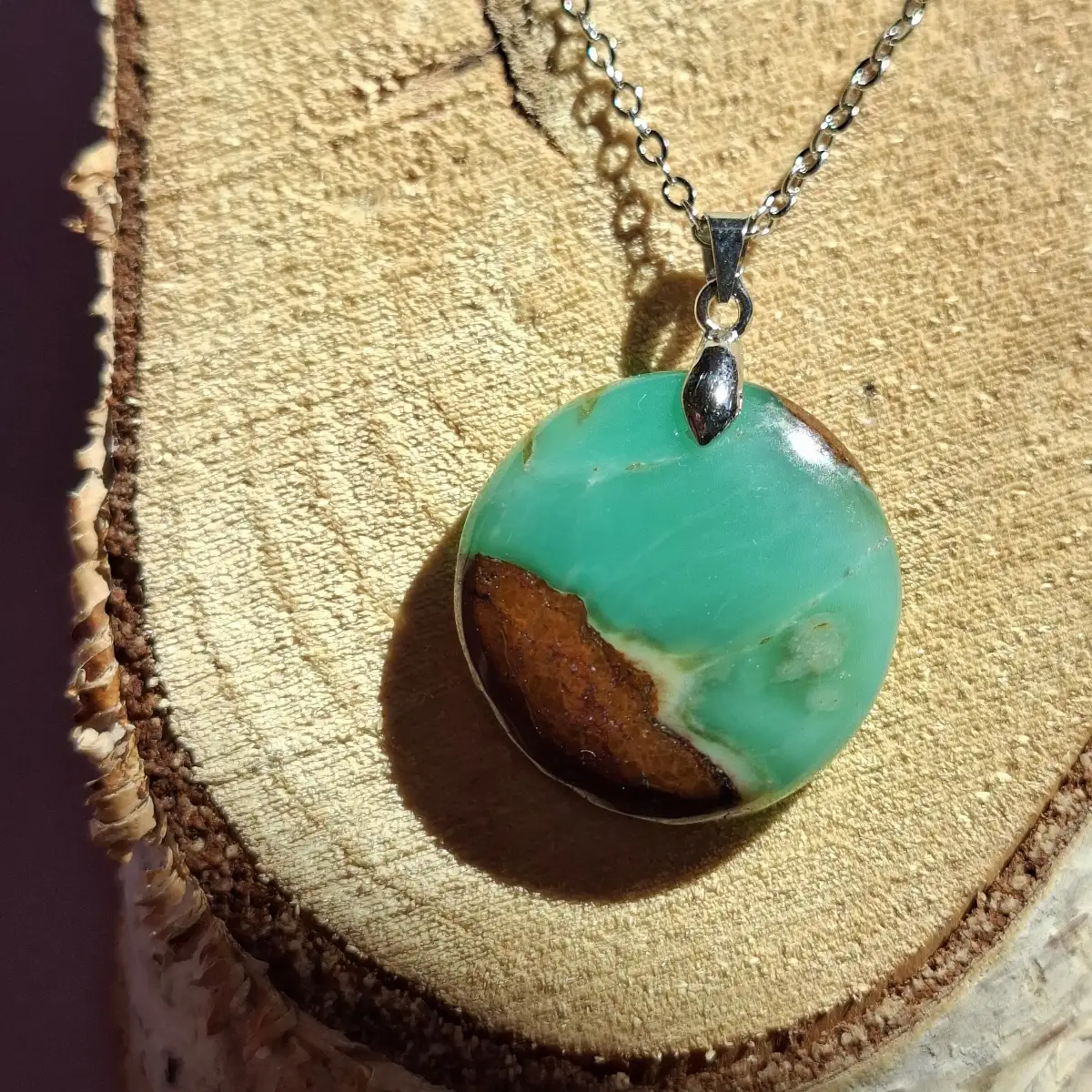Pendentif en Chrysoprase naturelle