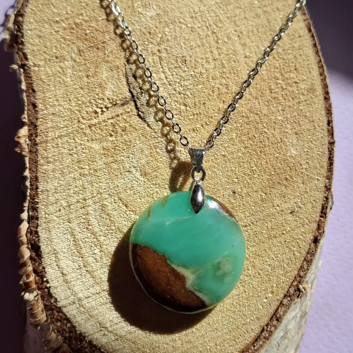 Pendentif en Chrysoprase naturelle
