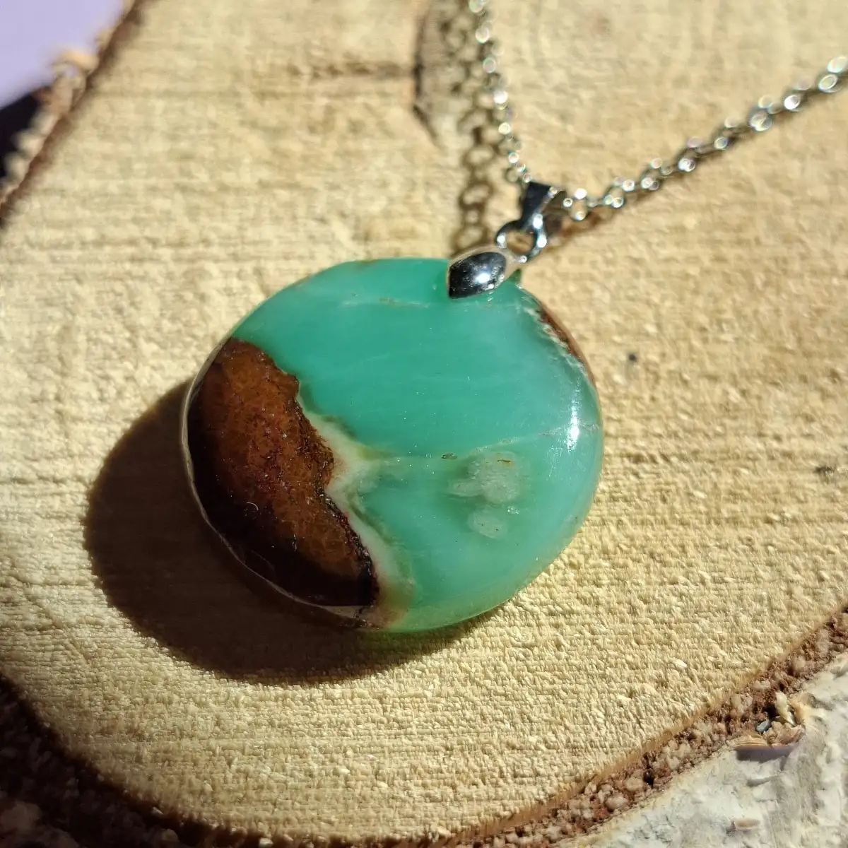 Pendentif en Chrysoprase naturelle
