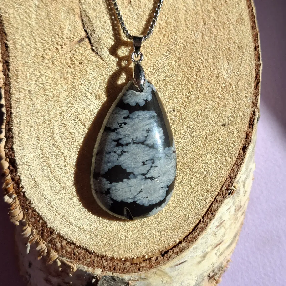 Pendentif en Obsidienne Flocon de Neige