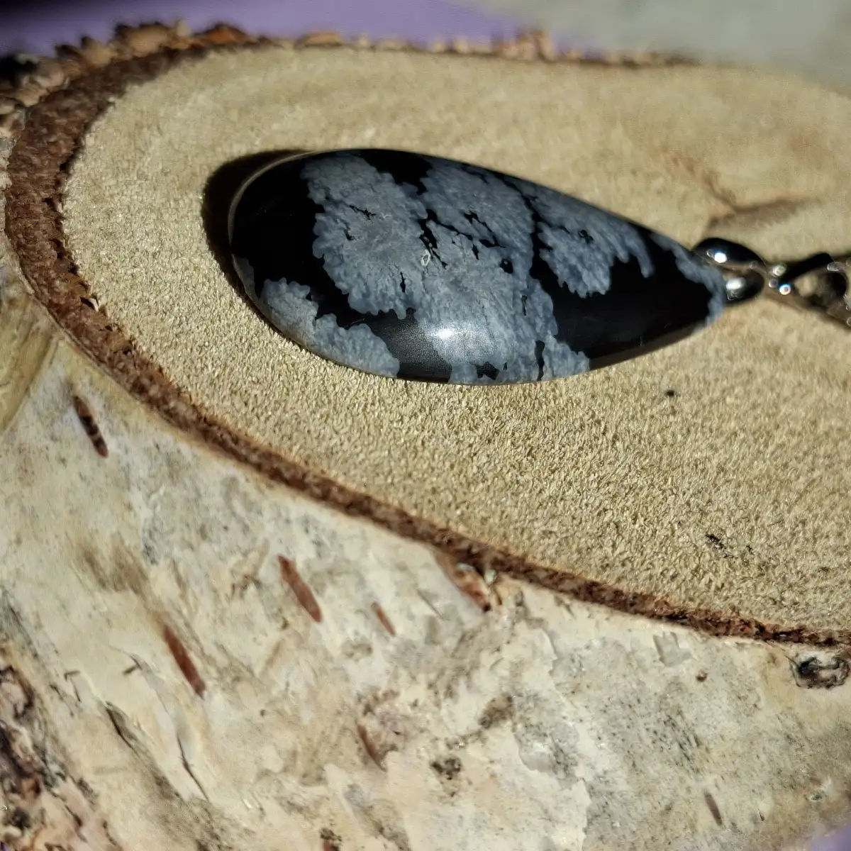 Pendentif en Obsidienne Flocon de Neige