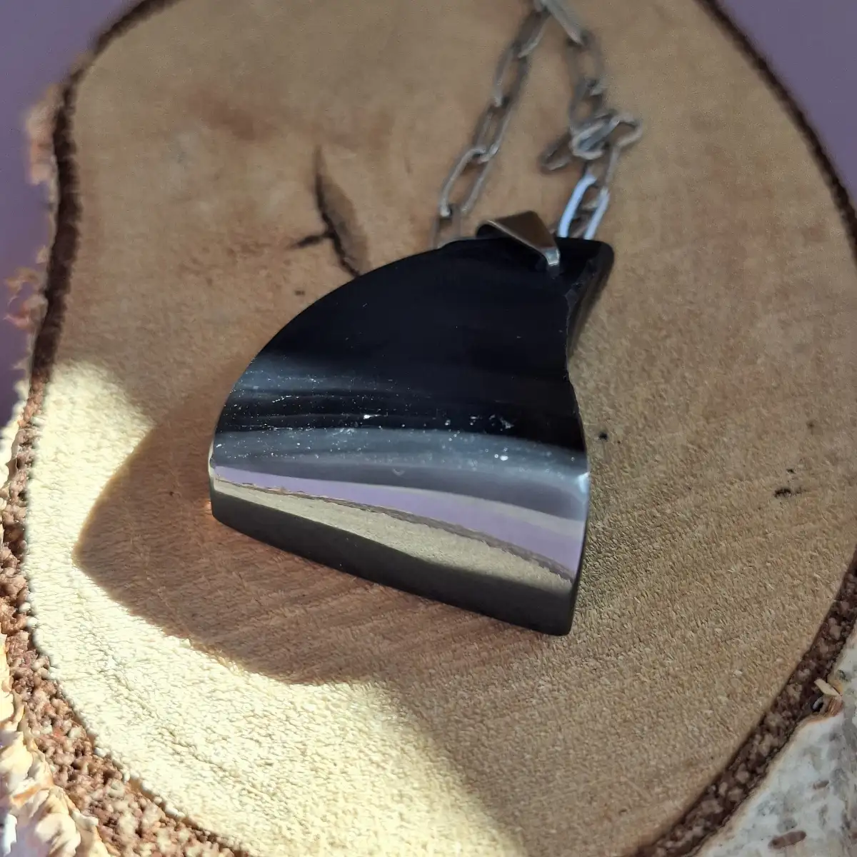 Pendentif en Obsidienne Rubannée