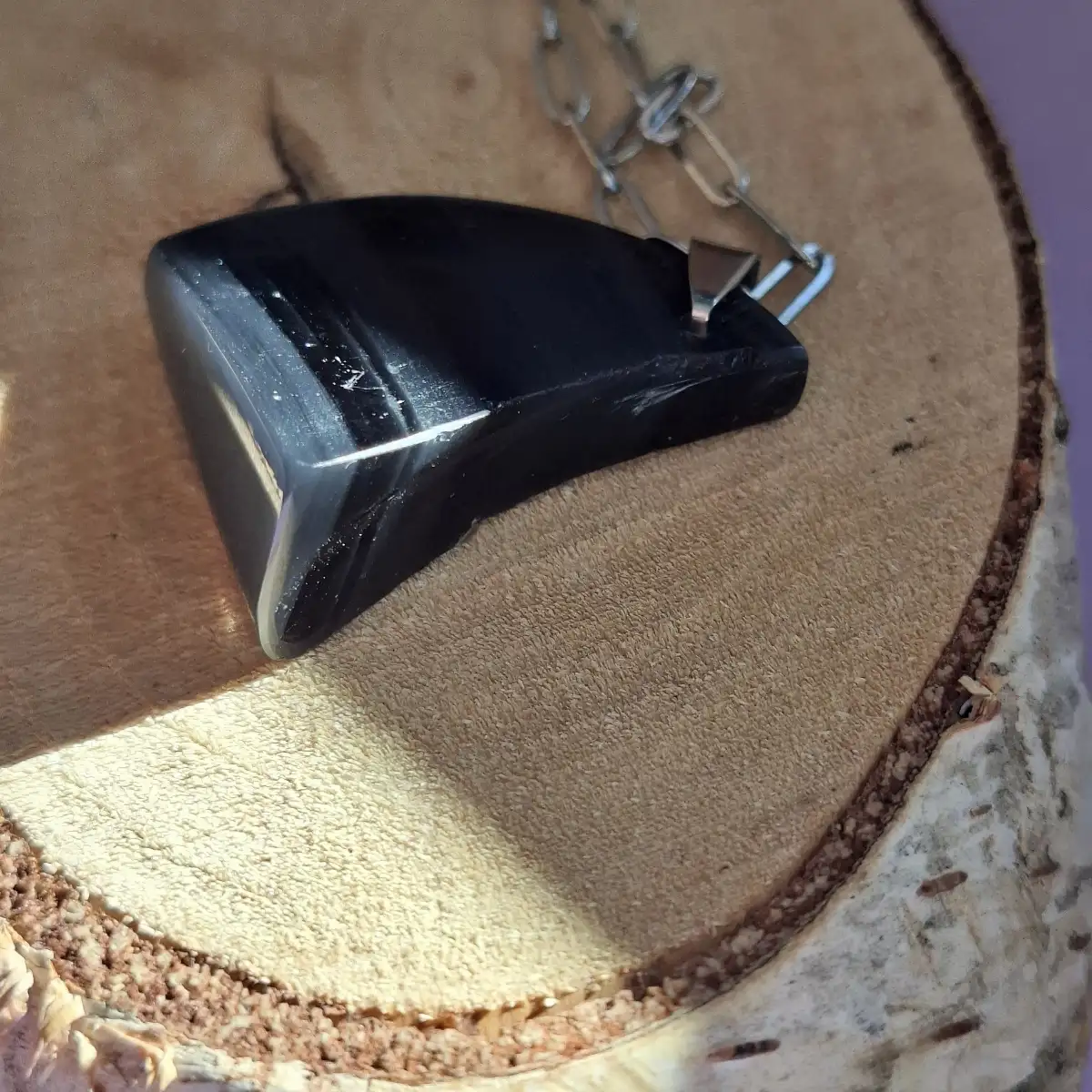Pendentif en Obsidienne Rubannée