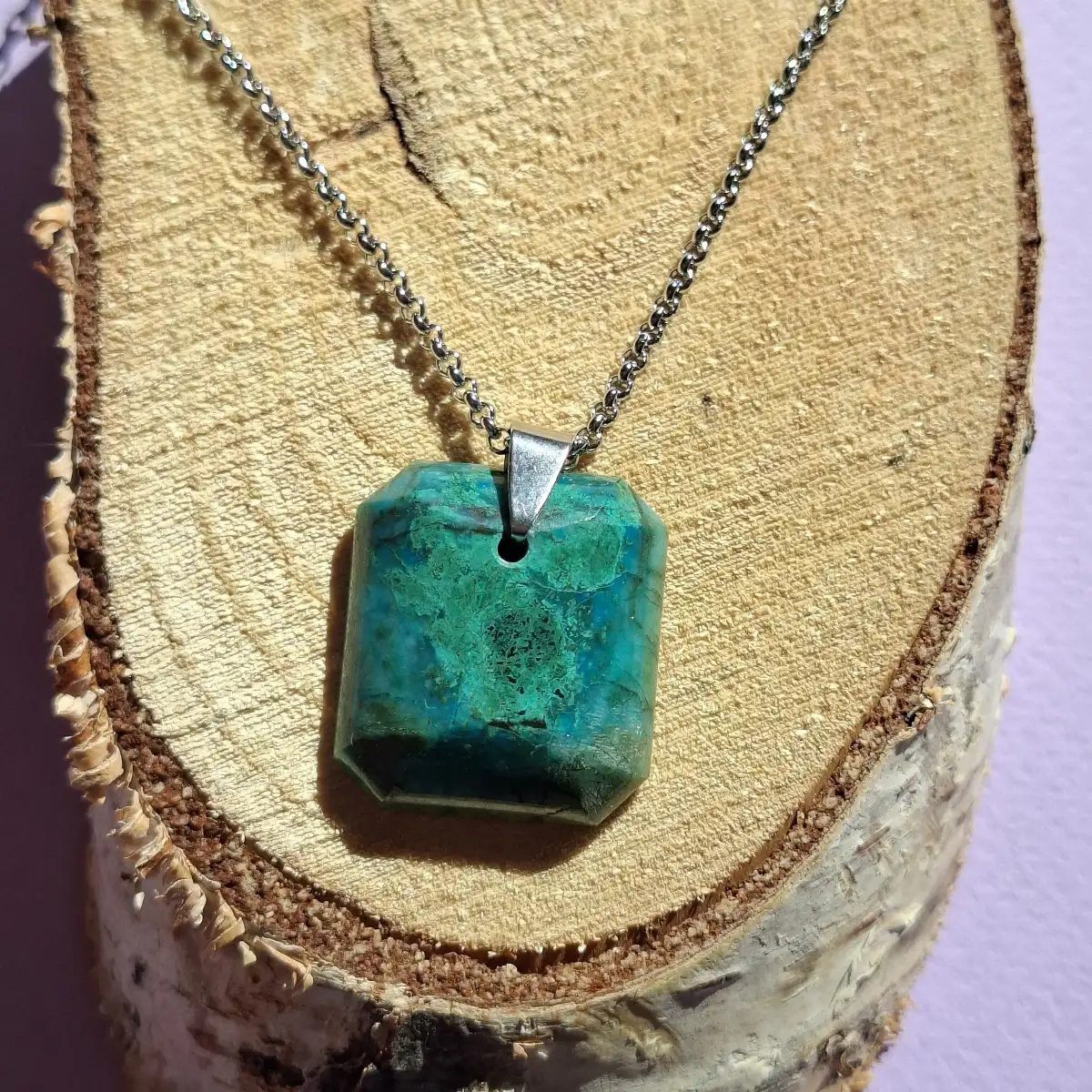 Pendentif en Chrysocolle naturelle