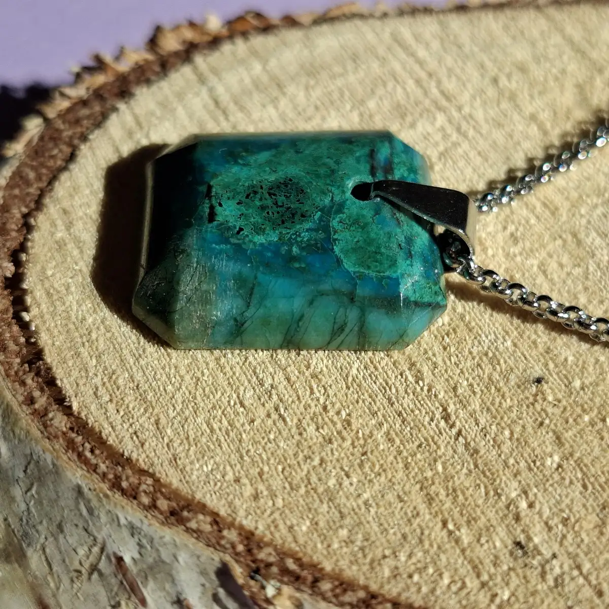 Pendentif en Chrysocolle naturelle
