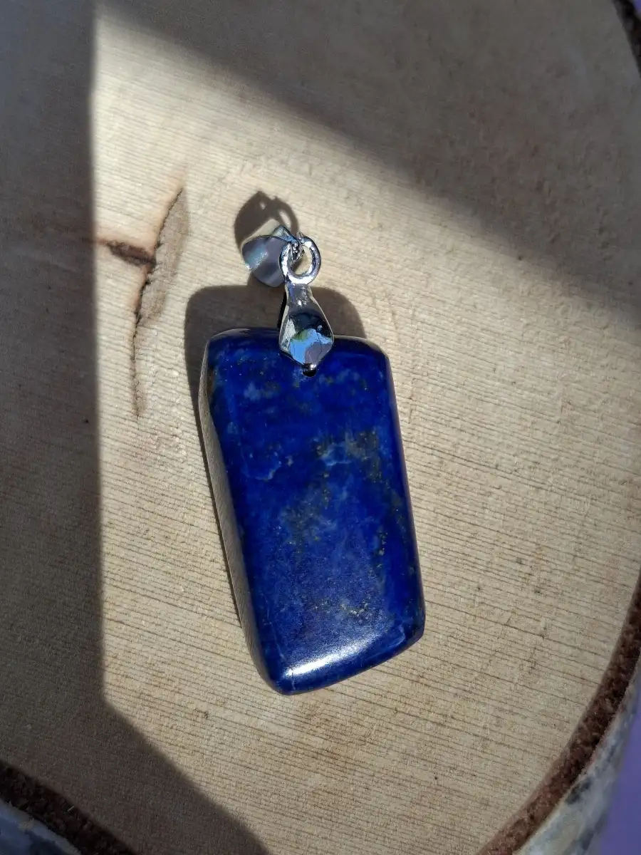 pendentif en Lapis-Lazuli naturel - Bleu profond, pyrite