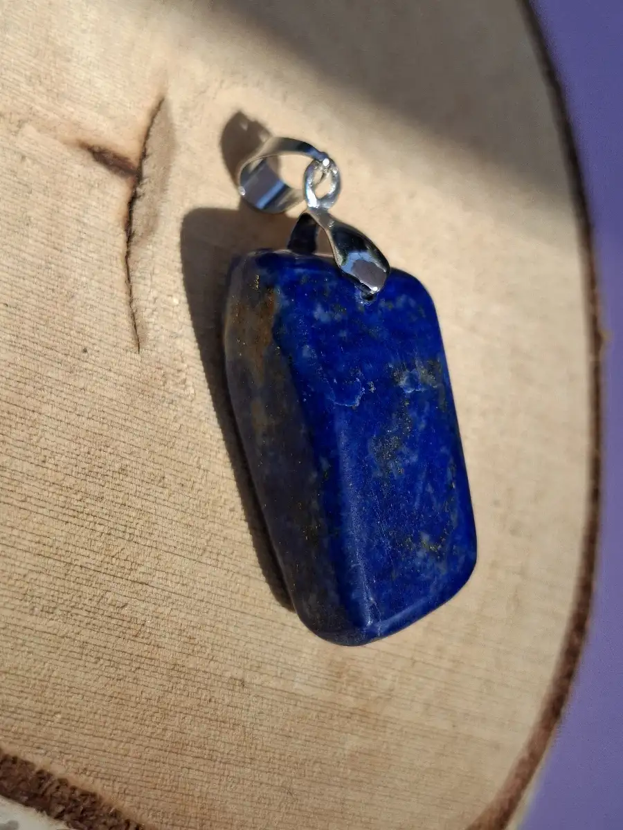 pendentif en Lapis-Lazuli naturel - Bleu profond, pyrite