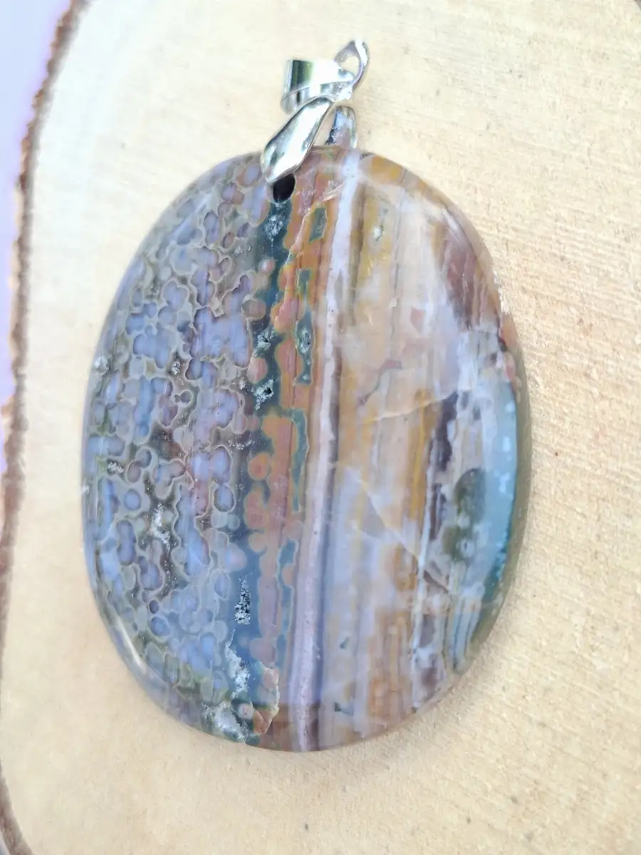magnifique pendentif en Jaspe Océan naturel